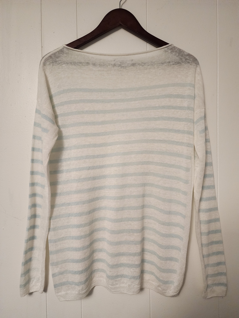 Vince Striped Linen Boatneck Sweater Size Small